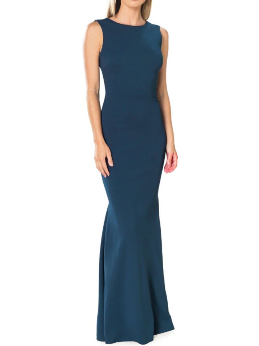 NWT Dress the Population Leighton sleeveless mermaid gown Peacock Blue L